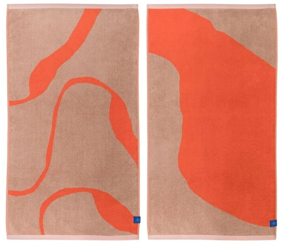 Pomarańczowo-jasnobrązowe ręczniki z bawełny organicznej zestaw 2 szt. 50x90 cm Nova Arte – Mette Ditmer Denmark