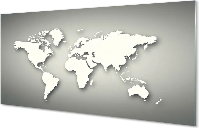Panel szklany do Kuchni Minimalistyczna Biała Mapa na Szarym Tle