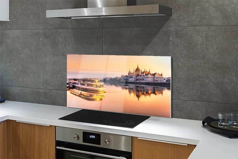 Szklany Panel Statek o Zachodzie Słońca