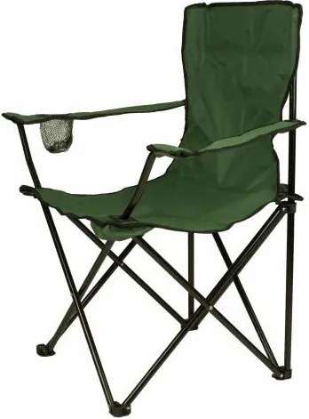Turystyczne kampingowe krzesło składane zielone z miejscem na napoje