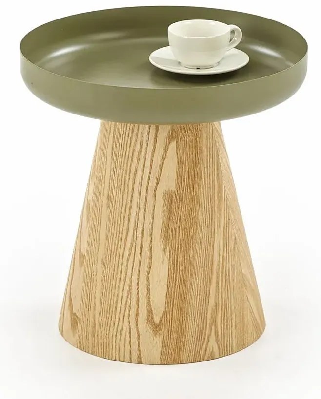 Nowoczesny naturalny stolik kawowy + zielony D9-D11
