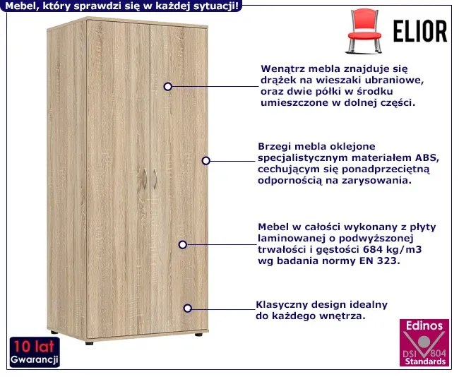 Biurowa szafa z drążkiem na ubrania dąb sonoma Owia