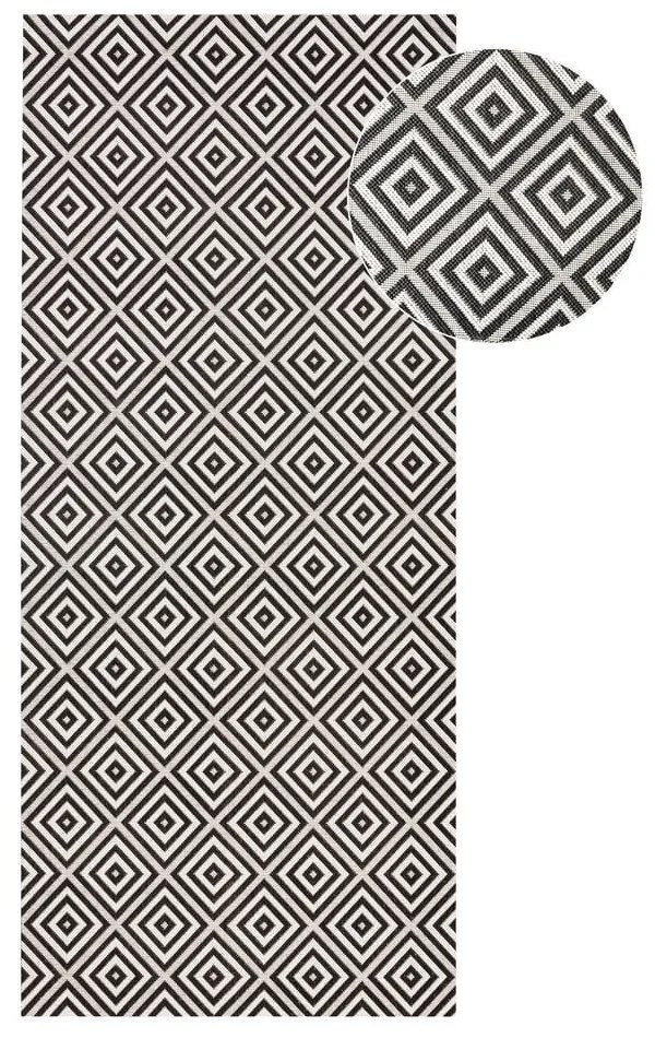 Czarno-biały chodnik odpowiedni na zewnątrz NORTHRUGS Karo, 80x200 cm