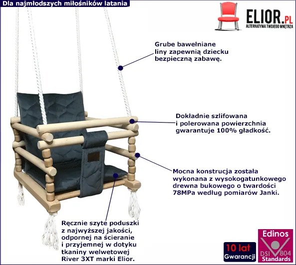 Grafitowo-stalowa huśtawka dziecięca 3w1 N0-P88