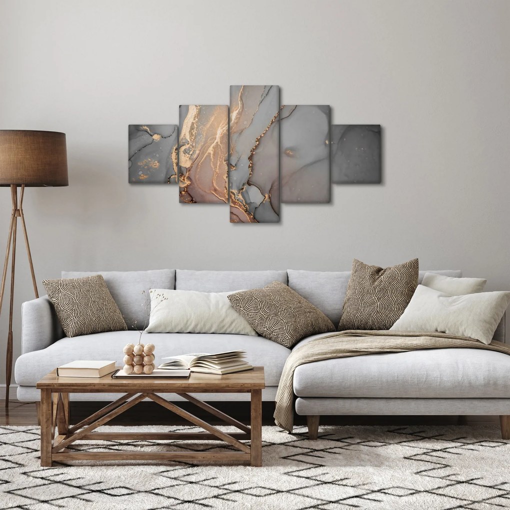 Obraz - Szaro - złoty marmur (125x70 cm)