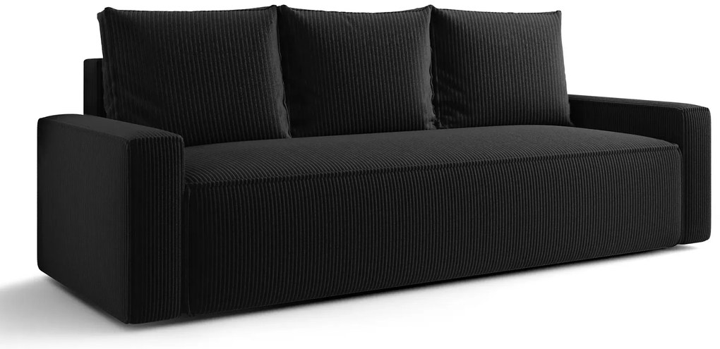 Czarna tapicerowana sofa z pojemnikiem E7-A63