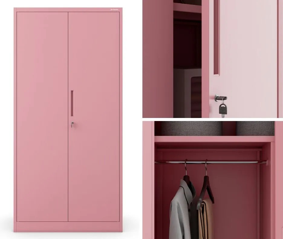 Socjalna szafa ubraniowa Dawid Fresh Style 90x45x185 cm pudrowy róż