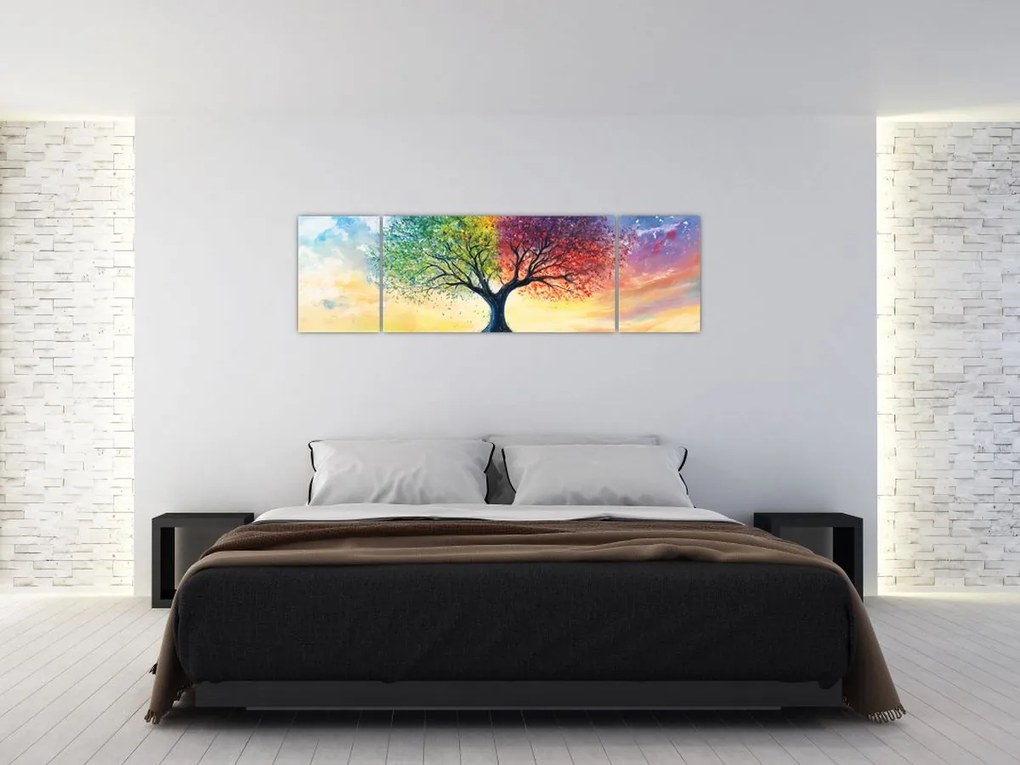 Obraz – Malowane drzewo czterech pór roku (170x50 cm)