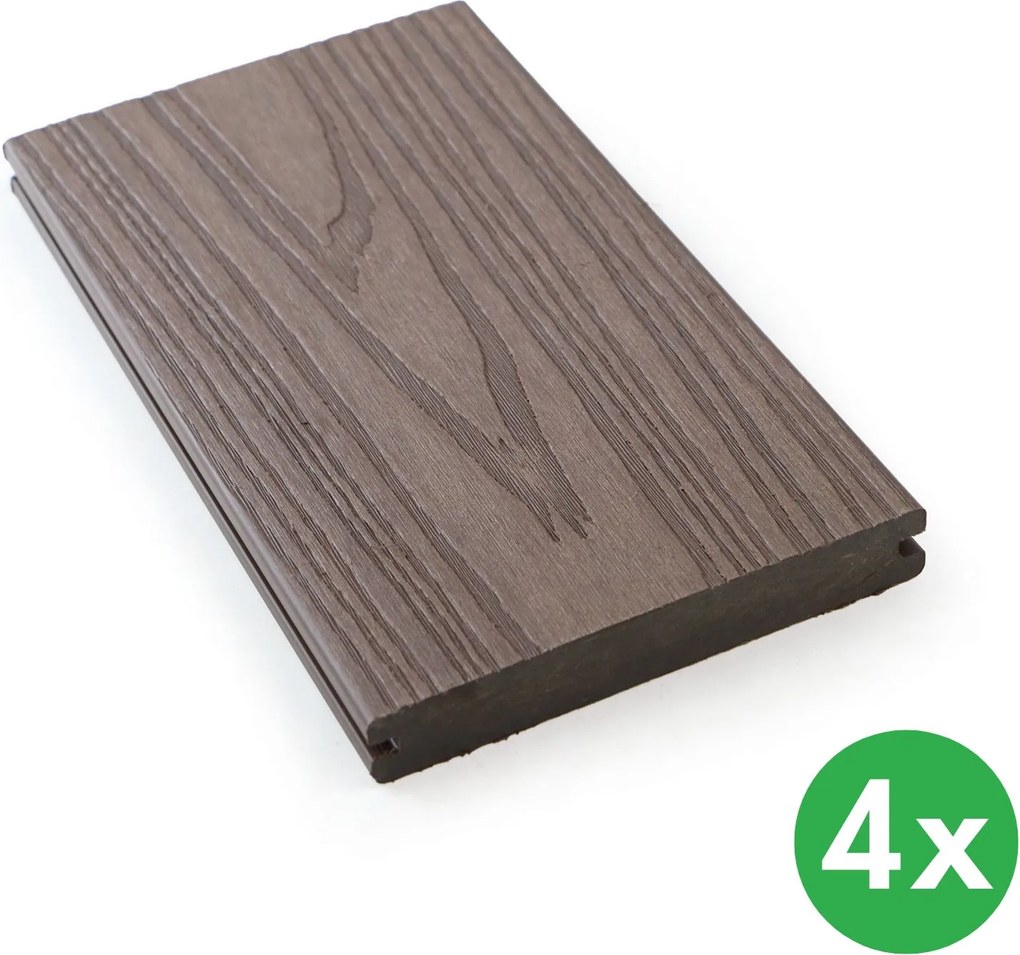 Deski tarasowe WPC koextrudowane, pełny profil, 140 × 23 × 2850 mm, 4 szt., rosewood