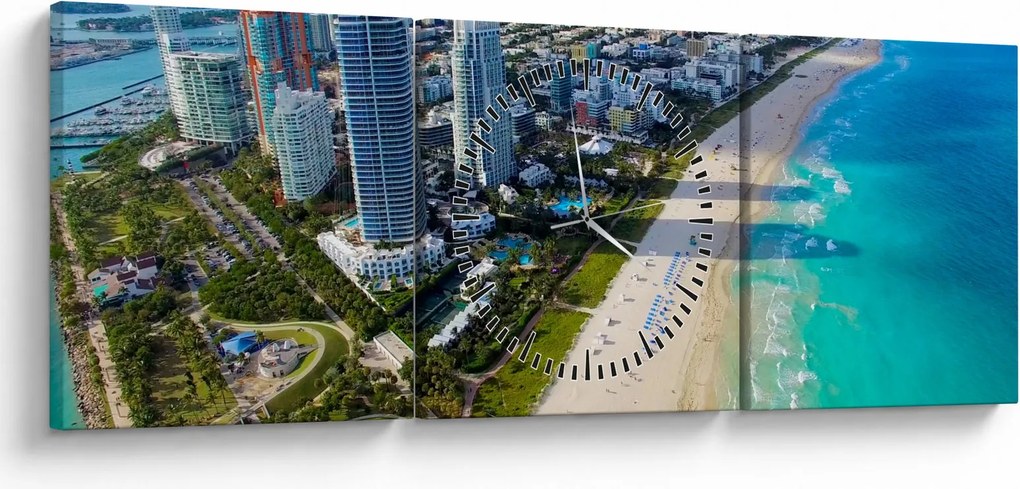 Obraz- Miami, Floryda (z zegarem) (90x30 cm)