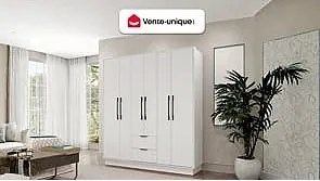 Szafa 6-drzwiowa z 2 szufladami – dł. 162 cm – biała – FEOVA