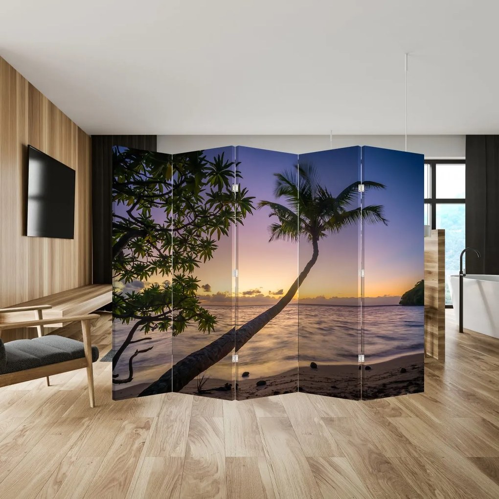 Parawan - Palma na plaży (210x170 cm)