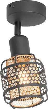 Designerska lampa sufitowa czarna ze złotem - Noud