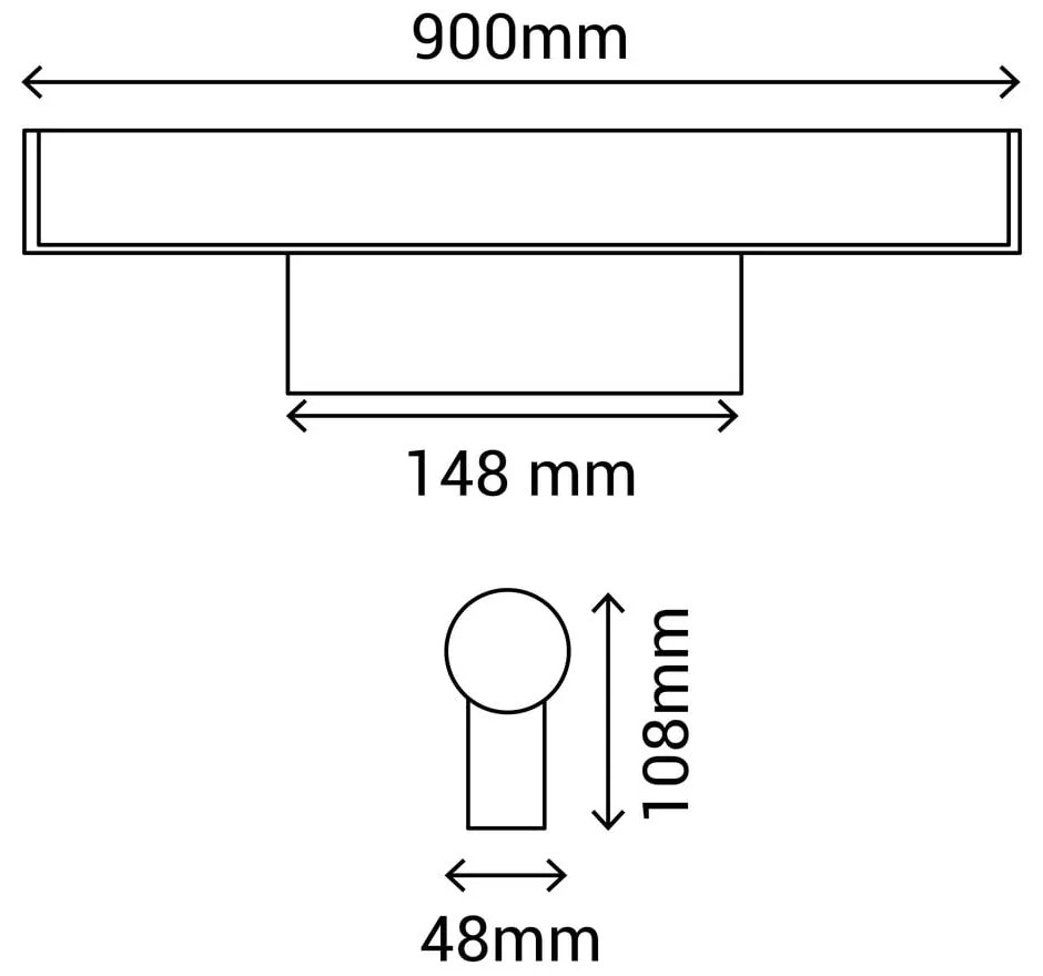 Czarny kinkiet SULION Caspio, dł. 90 cm