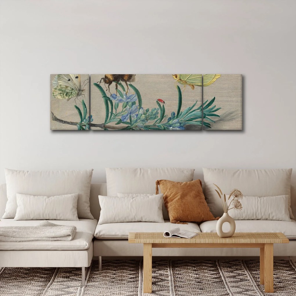 Obraz - Jan van Kessel the Elder, Insects and a Sprig of Rosemary, reprodukcje (170x50 cm)