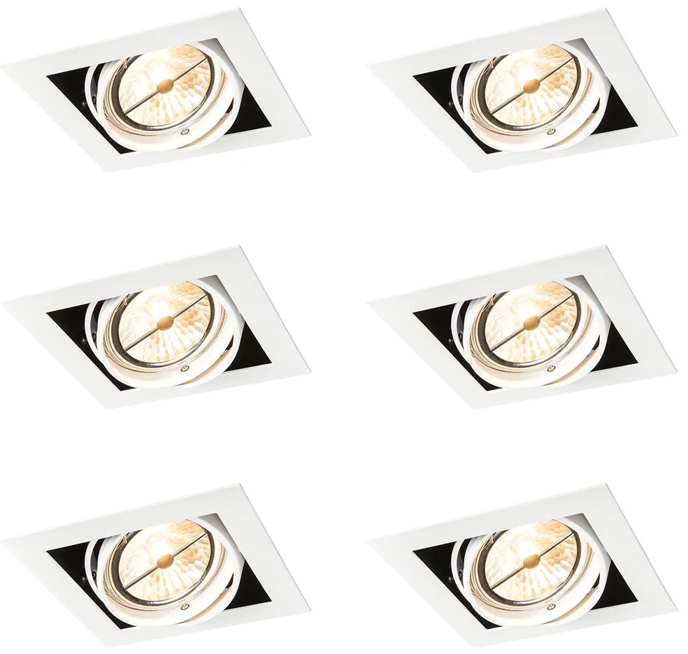 Zestaw 6 regulowanych reflektorów wpuszczanych AR111 białych - Oneon