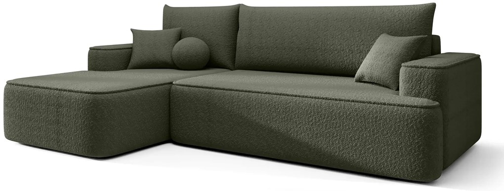 Zielony nowoczesny narożnik z funkcją spania R0-H35