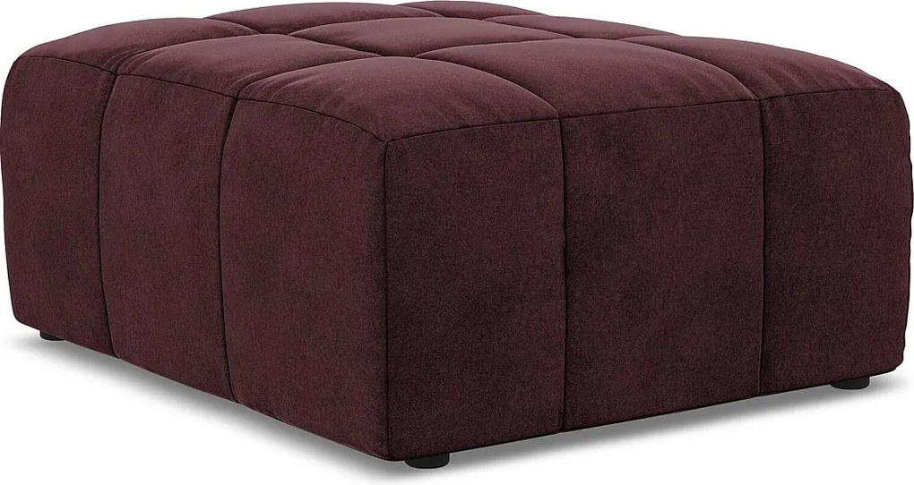 Pufa - z tkaniny welwetowej - burgundowy - ALOHA