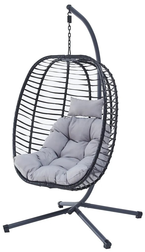 Fotel wiszący Autronic, metal, polirattan, szary,A Z-V1289 GREY