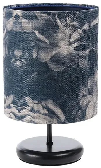 Czarno-granatowa lampka nocna w kwiaty - S395-Damis