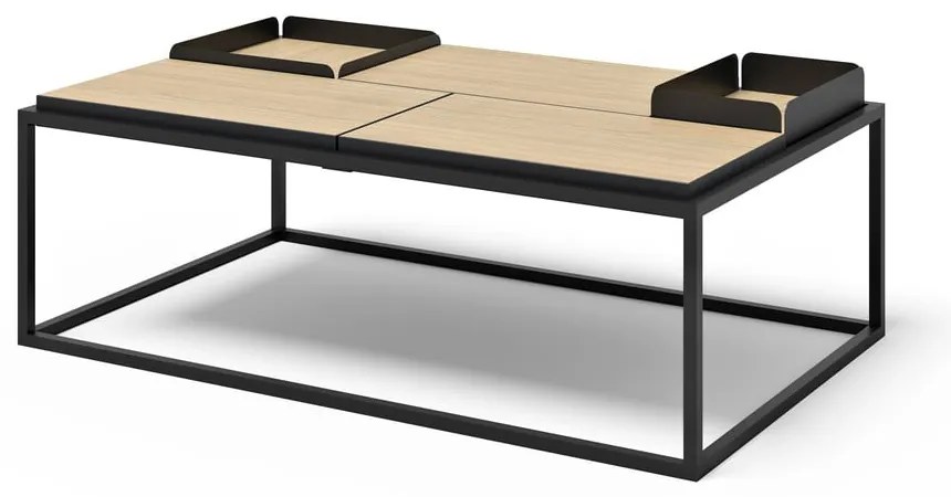 Czarny stolik z blatem w dekorze dębu 75x120 cm Douro – TemaHome