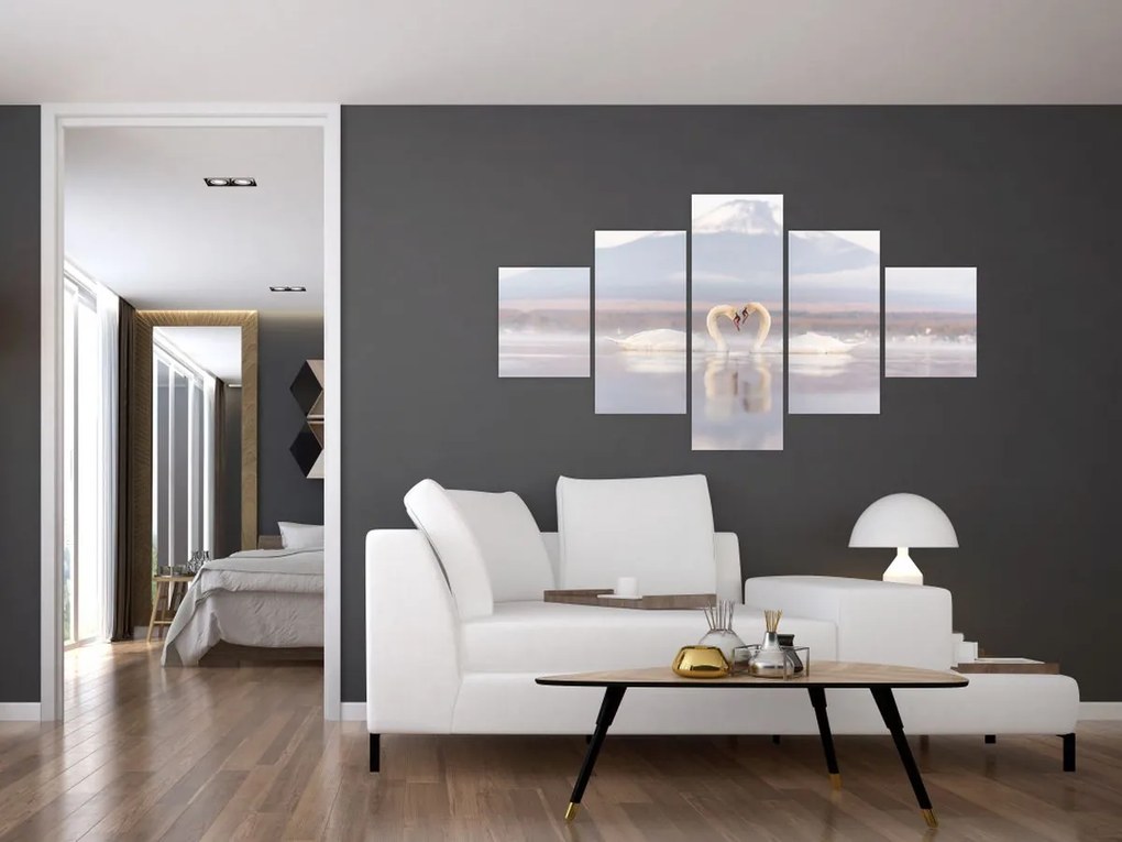 Obraz - Zakochane łabędzie (125x70 cm)