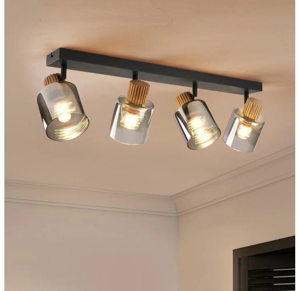 Brilagi - Oprawa punktowa HYGGE 4xE14/15W/230V czarna/dymione szkło