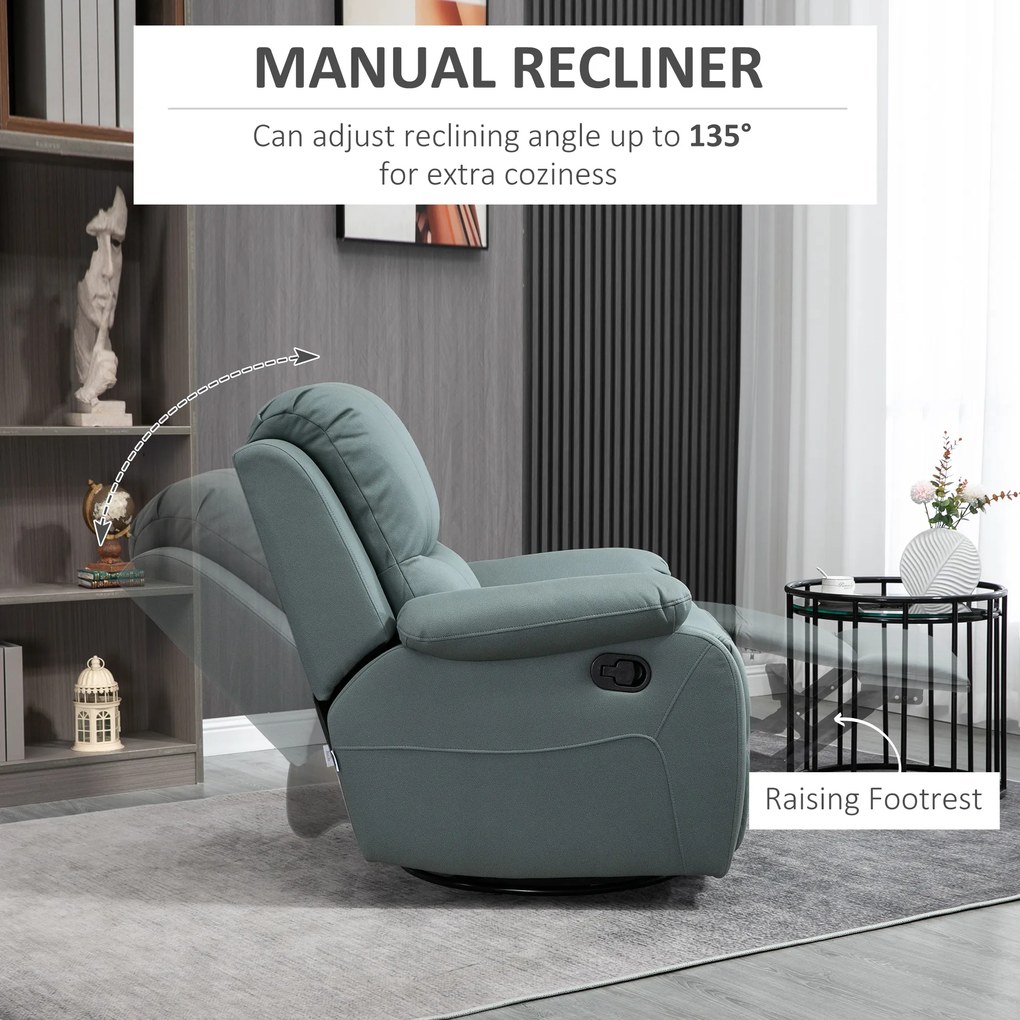 HOMCOM Fotel wypoczynkowy obrotowy z regulacją nachylenia do 135 stopni wygodny zielony nowoczesny design | Aosom PL
