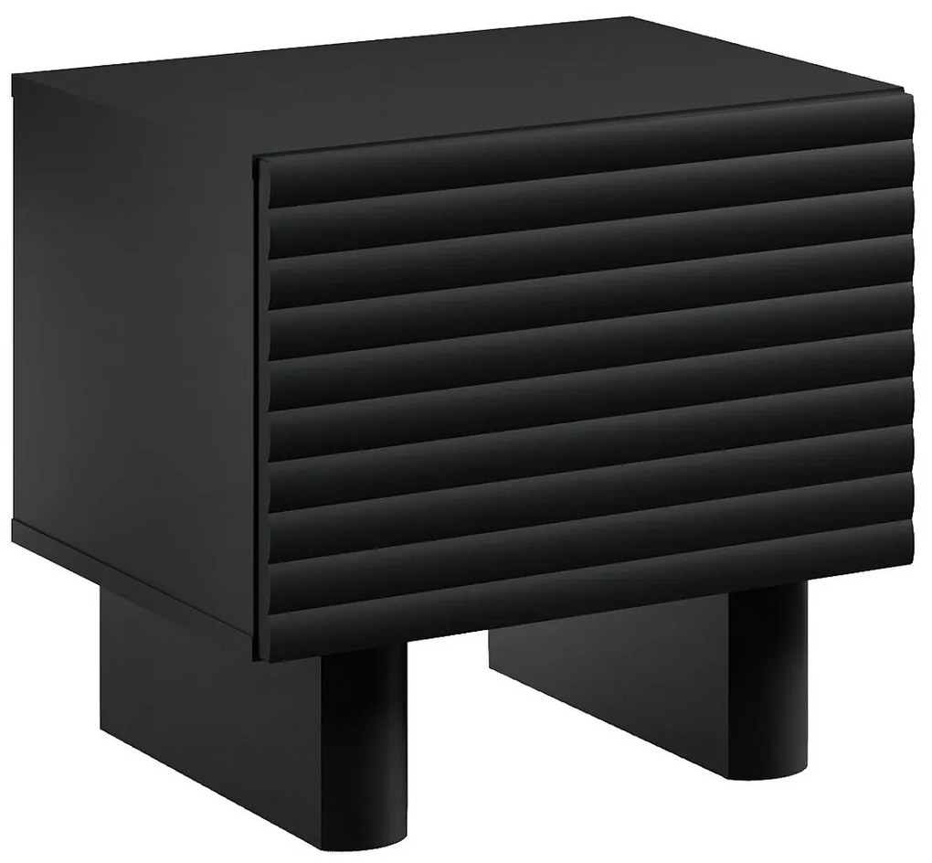 Zestaw 2 szafek nocnych 1-drzwiowych - MDF - Czarny - LUDIMA