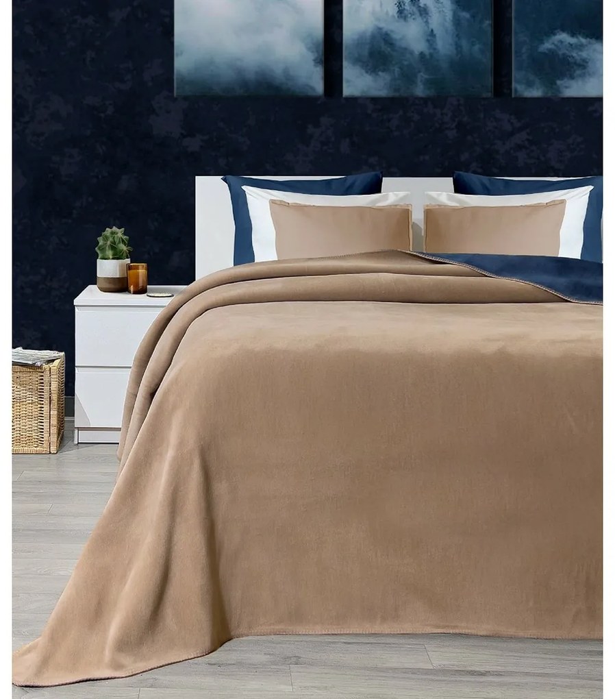 Koc Twin brązowy & niebieski, 200 x 220 cm, 200 x 220 cm