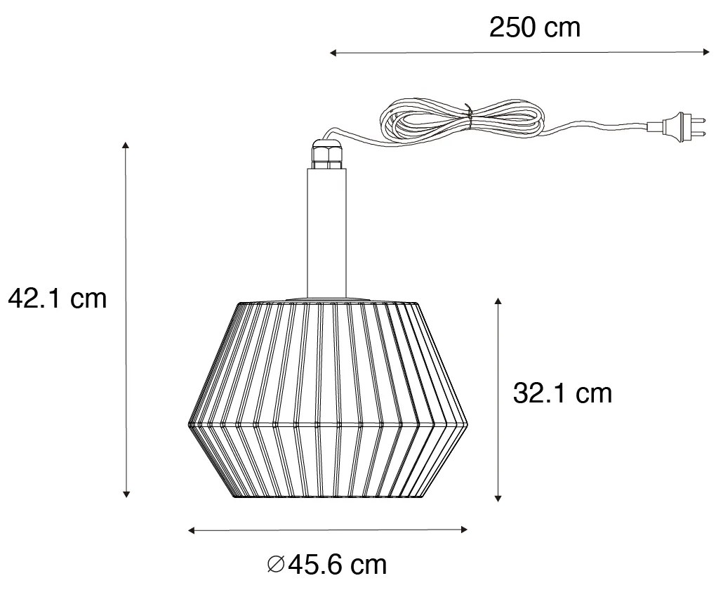 Zewnetrzna Nowoczesna zewnętrzna lampa wisząca czarna z białym kloszem 45,6 cm IP44 - Robbert Nowoczesny Oswietlenie zewnetrzne