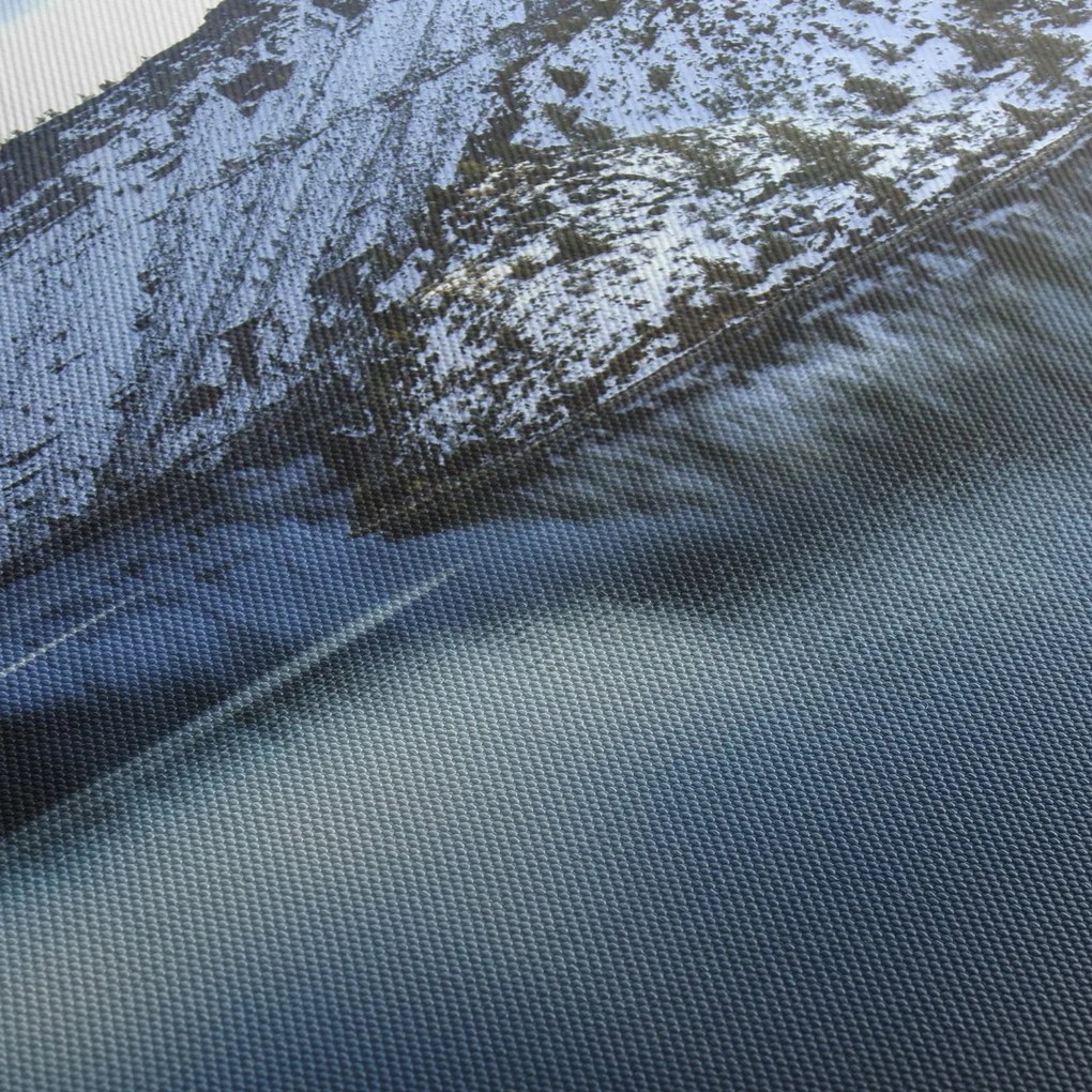 Obraz - zimowy krajobraz z jeziorem (z zegarem) (90x30 cm)