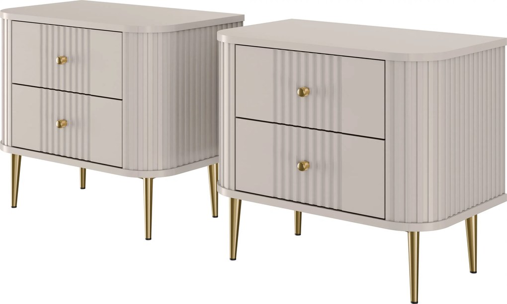 Zestaw szafek nocnych Vesper 56 cm - kaszmir / złote nogi