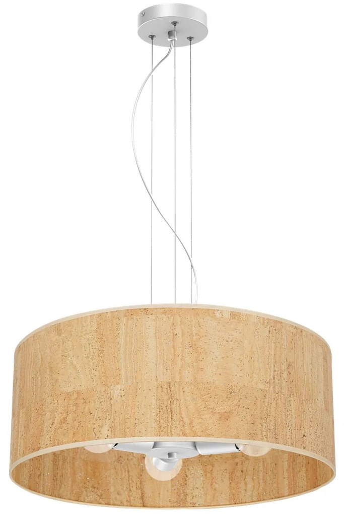 Lampa wisząca, korek, biała, okrągła CORK White/Cork 3xE27