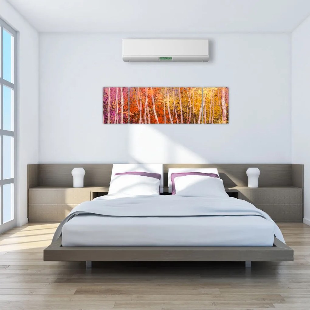 Obraz kolorowego lasu (170x50 cm)