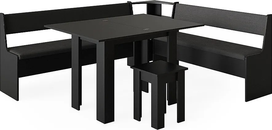 Grupa ławek narożnych czarny 210x180x80 roman