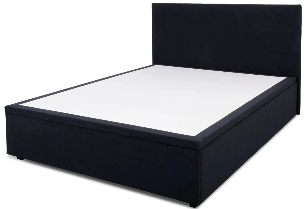 Czarne łóżko pluszowe z pojemnikiem 160x200 G7-F99
