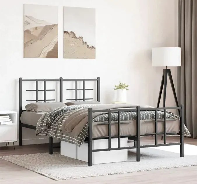 Czarne łóżko loftowe z metalu 120x200cm D7-B46