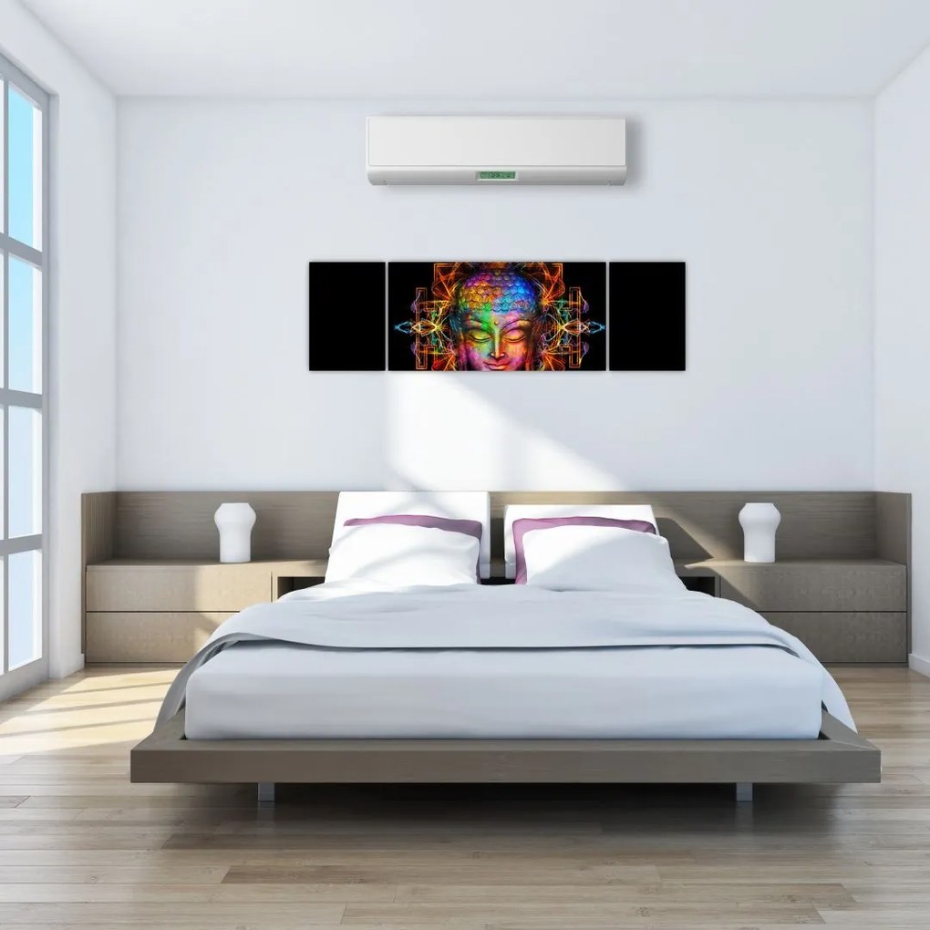 Obraz - Popiersie Buddy w neonowych kolorach (170x50 cm)