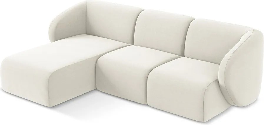 Beżowy aksamitny narożnik (lewostronny/z szezlongiem) Lani – Makamii