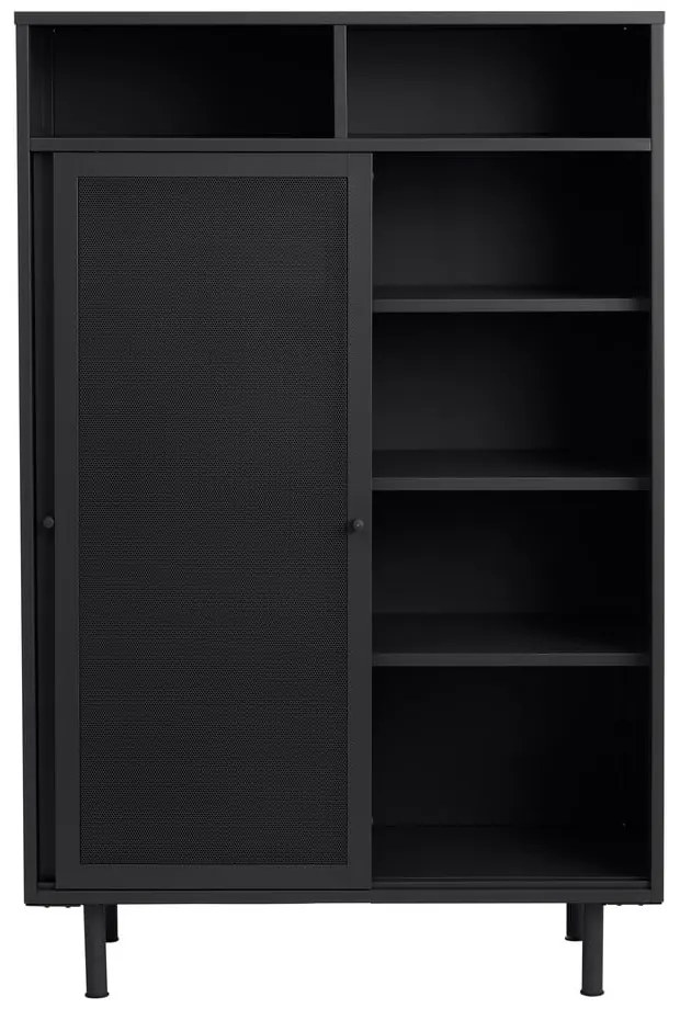 Czarna metalowa szafka z drzwiami przesuwnymi 90x140x40 cm Veep – Unique Furniture