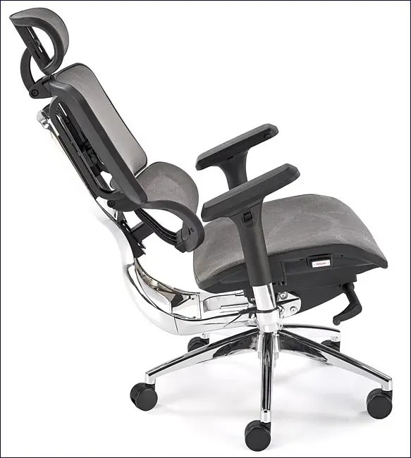 Ergonomiczny obrotowy szary fotel regulowany z zagłówkiem do 150 kg - Tipo