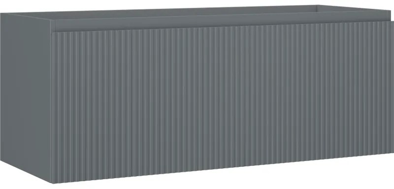 Mexen Rivel szafka łazienkowa podumywalkowa 120 cm, 1 szuflada, ryflowana , grafit mat - 91A20-12047-1-BF66