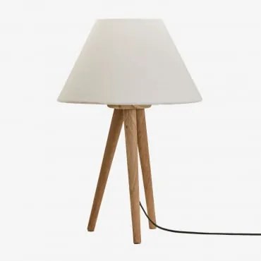 Lampa Stołowa Simona Z Drewna Mango Drewno Mango & Biały Ø40 Cm Menorca - Sklum