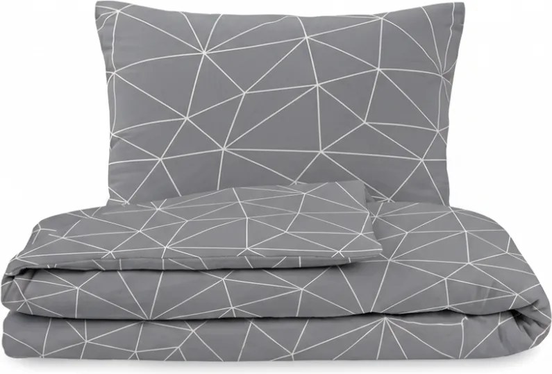 Kvalitex Bawełniana pościel Nordic Grid szary, 140 x 200 cm, 70 x 90 cm