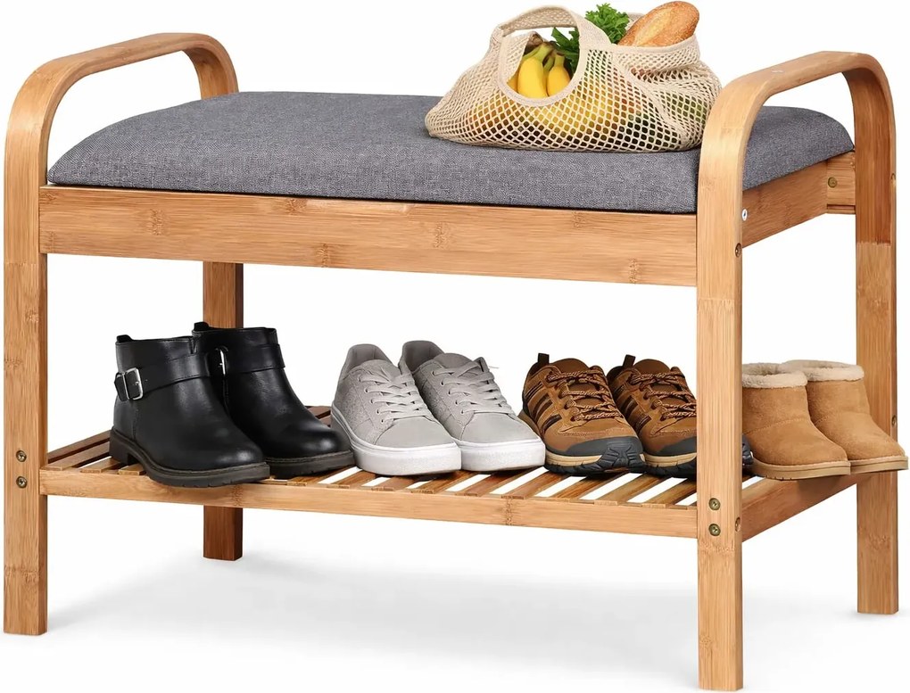 Szary Stojak Na Buty Z Siedziskiem W9-G69