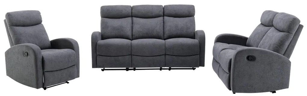 Kanapa 3+2+1 z funkcją relax z szarej tkaniny EVELYN