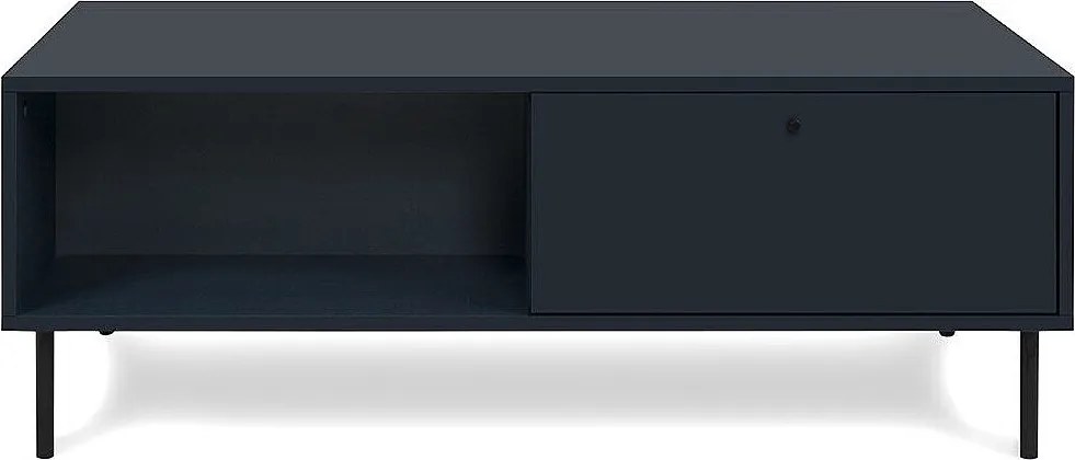 Stolik kawowy w królewskim niebieskim z 2 szufladami i 2 półkami L110 cm - BOGOTA