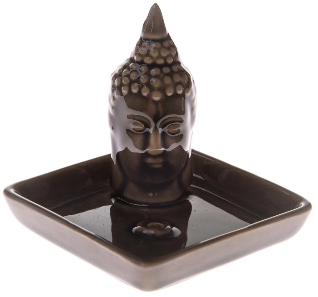Ceramiczny stojak na kadzidełka Buddha, 9 x 9 x 9cm