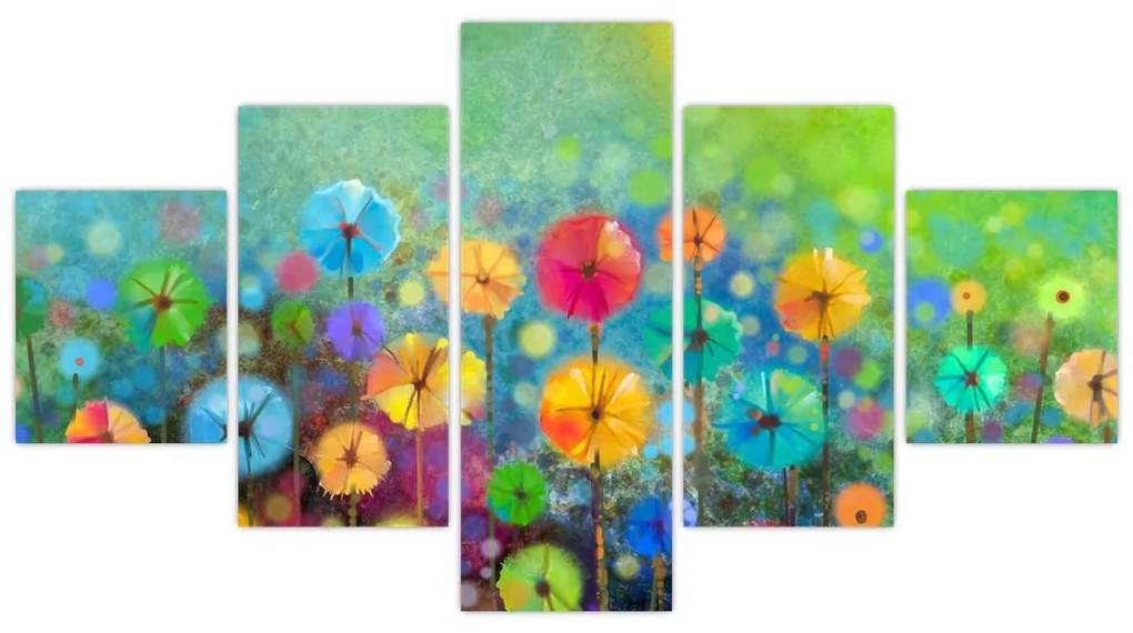 Obraz - Abstrakcyjne kwiaty (125x70 cm)